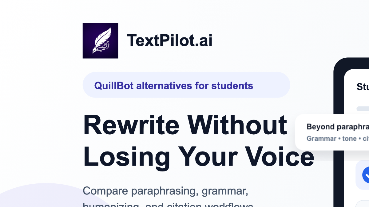 TextPilot.ai quillbot alternatives for students thumbnail